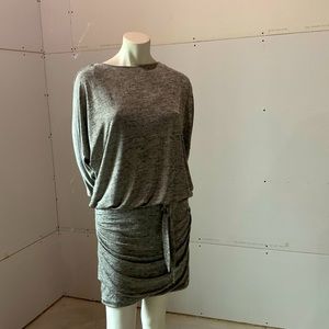 Fun dress.  Hem is just above the knee. Very flattering style.